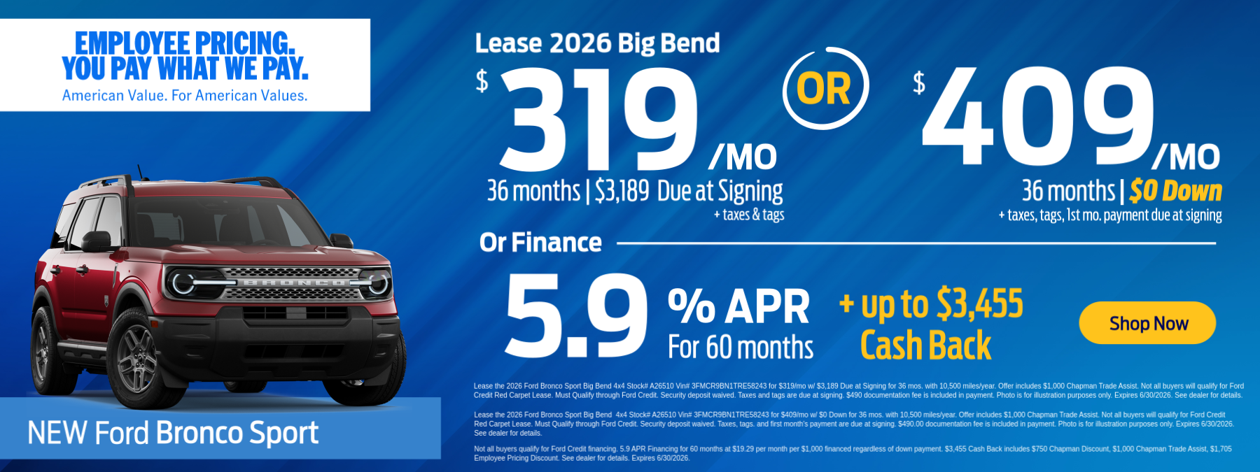 Ford Bronco Sport Offer